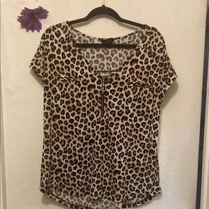 Brown and Cream Relaxed Short Sleeve Blouse